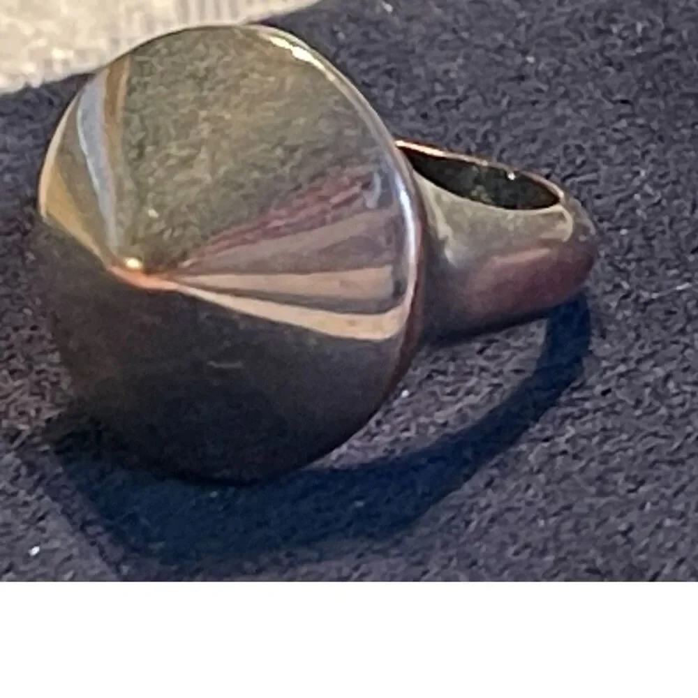 Vintage Dome Large Chunky Statement Oval Plated Silver & Copper Ring SIZE 7.5